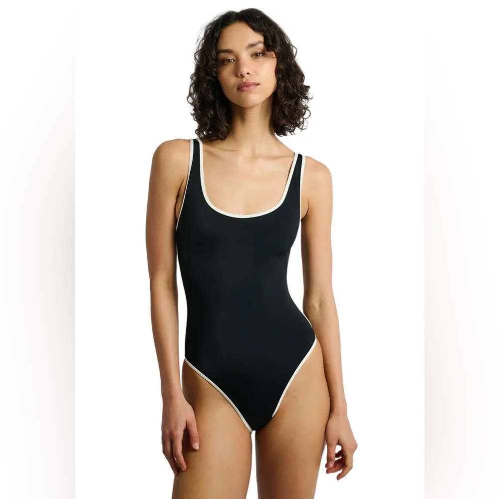 NWT ONIA Arya One Piece Swimsuit Women’s Small Black White 7162